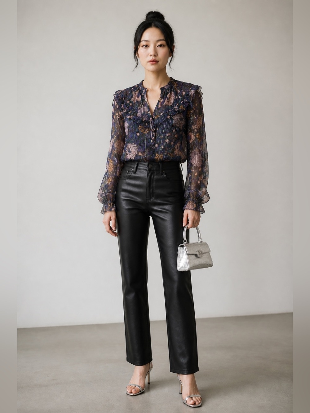 Veronica Beard Alba Silk Metallic Floral Ruffle Blouse + Matching Cami | Size 8 - Picture 12 of 13